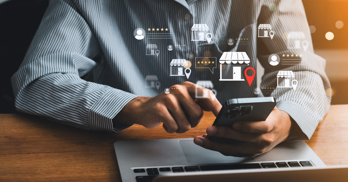 A business owner checks his online reputation and listings across multiple platforms on the Internet.