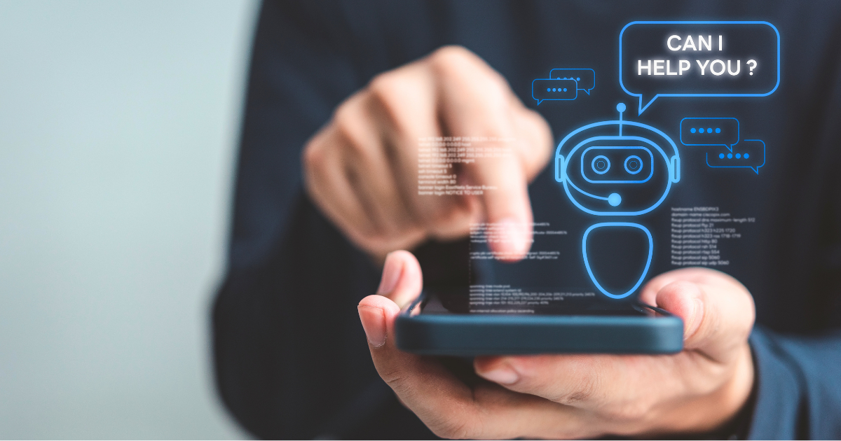A man types in a question into an AI chatbot to try to solve his issue.