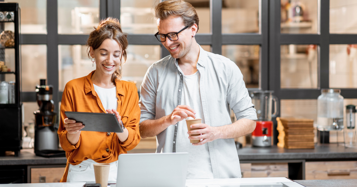 A pair of small business owners explore digital marketing essentials for local businesses