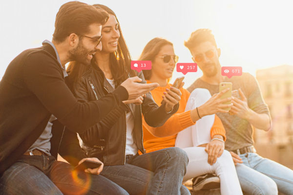 Friends compare the types of social media content that work on Facebook, Instagram, and LinkedIn.